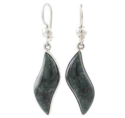 graceful dark green jade earrings
