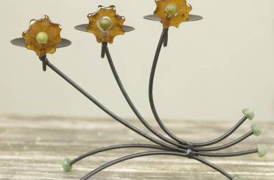 graceful iron and recycled glass candleholder