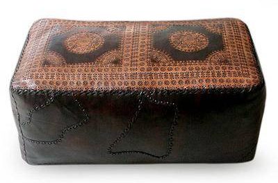 diy cube ottoman and hand tooled leather cover