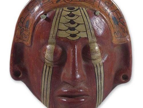 modern ceramic replica of an ancient maya mask