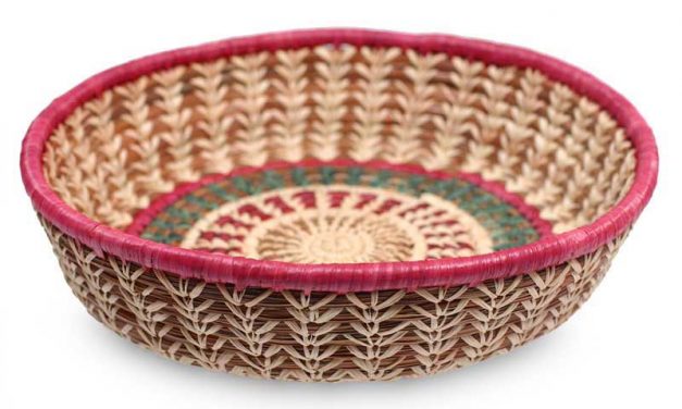 handmade pine needle and rafia basket